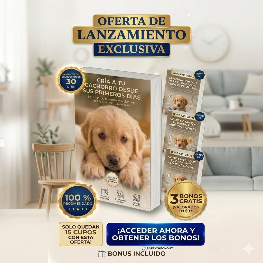 Cría a Tu Cachorro sin destrozos Desde El Primer DIa + 3 Bonos de Regalo